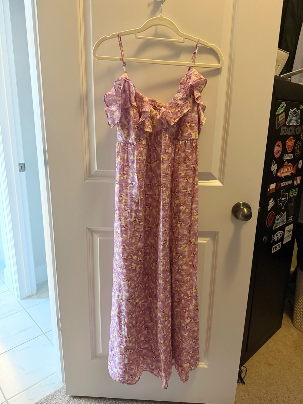 H&M Lavender Pink Floral Maxi Dress with Ruffle Bodice